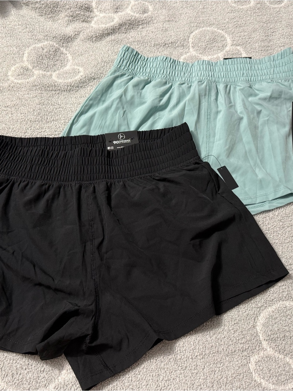 90 Degree By Reflex Black & Mint Lounge Shorts Set-(A3)